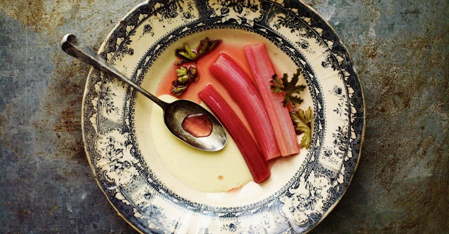 Gill Meller: Rhubarb Cooked With Rose Geranium Leaves